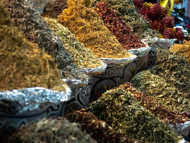 Various colorful spices at the spice bazaar