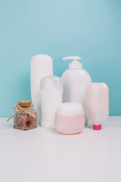 Various cosmetics bottles