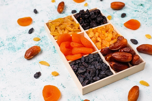 Various dried fruits,dates,plums,raisins and figs