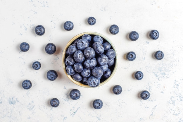 Various fresh summer blueberries