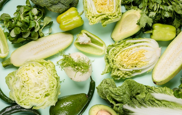 Various green veggies cut in pieces