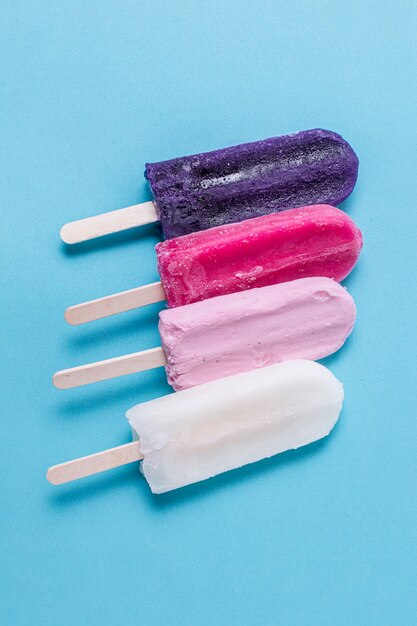 Various of ice cream flavour on sticks