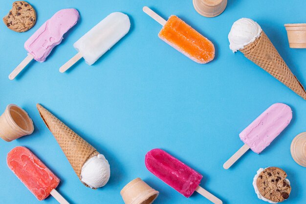 Various of ice cream flavours frame