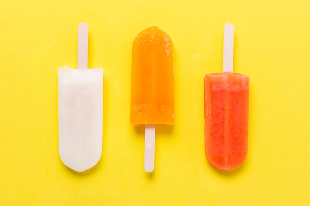 Various of ice cream flavours top view