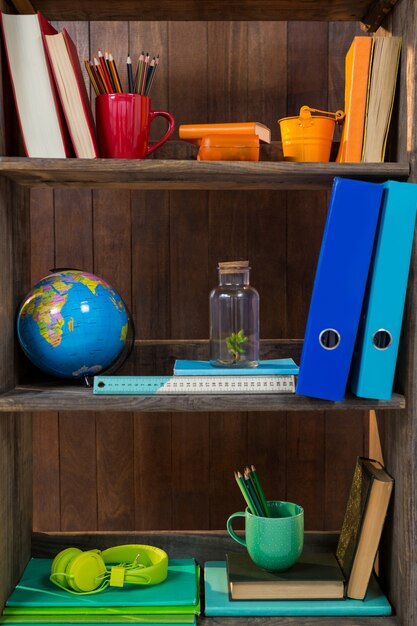 Various objects in shelf