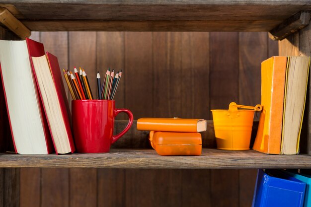 Various objects in shelf