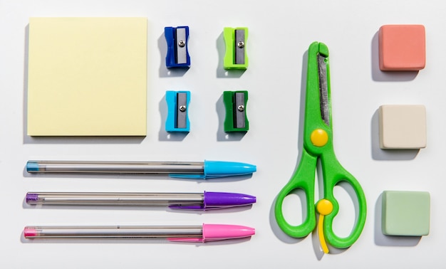 Various post-it note cards and school tools