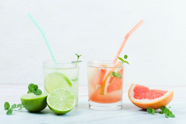 Various refreshing citrus beverages