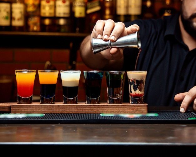 Various selection of cocktail shots