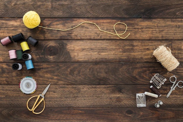 Various sewing stuff on table