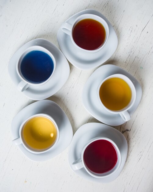 Various tea cups on the table