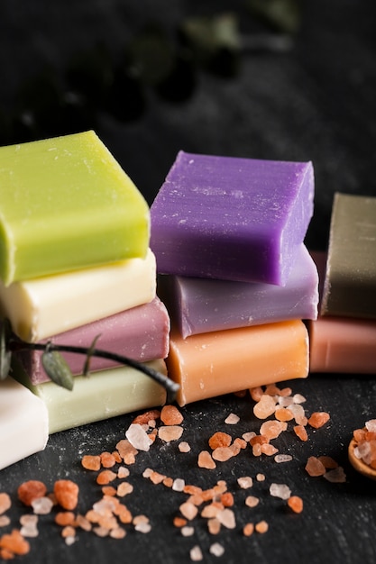 Free photo various types of homemade soap