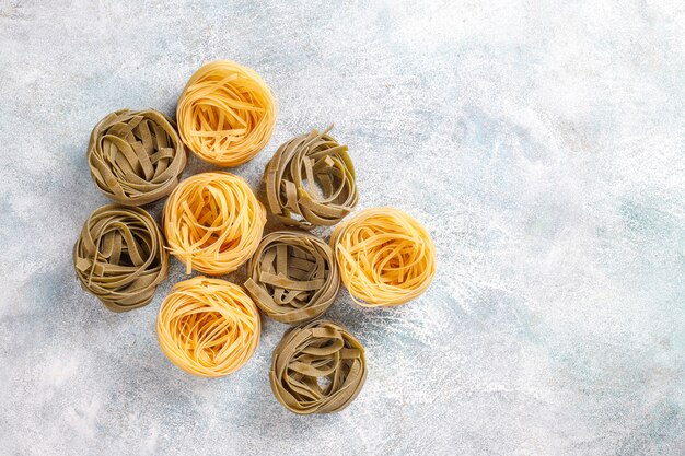 Various types of uncooked pasta