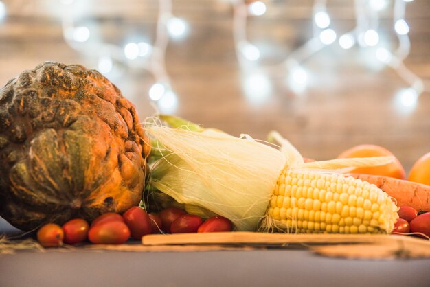 Various vegetables on table 