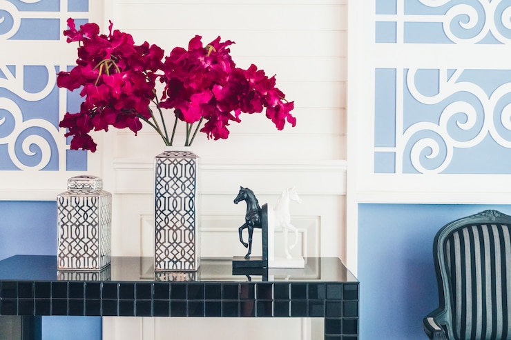 Free Photo vase flower decoration interior of living room