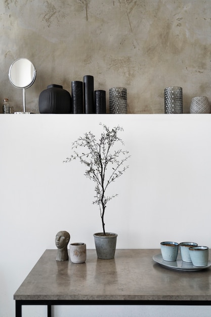 無料写真 ズーム通話用の花瓶と植物の背景
