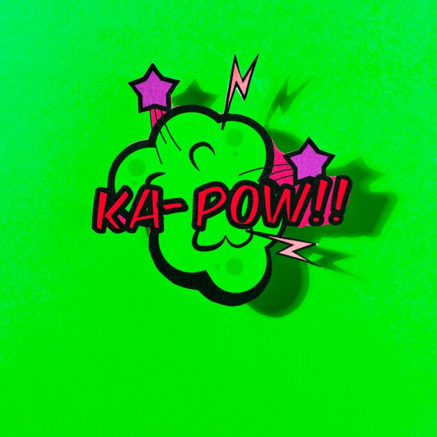 vector comic speech bubble with phrase pow on green background