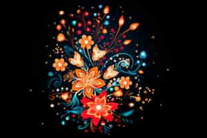 Free photo vector illustration of floral design coming out from firecracker in happy diwali