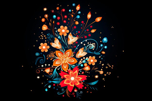 Векторная иллюстрация цветочного дизайна, выходящего из фейерверка в Счастливого Дивали