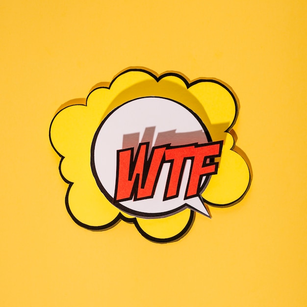Vector speech bubble with word on yellow background