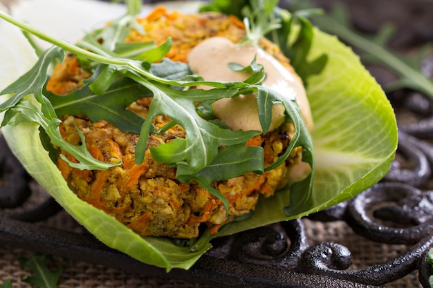 Vegan burgers with sweet potato and chickpeas