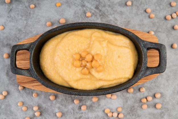 Vegan chickpeas creme soup top view