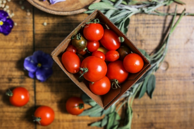 Vegan fresh cooking ingredients on a wooden table