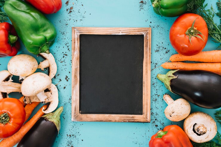 Free Photo vegetable composition with slate in middle