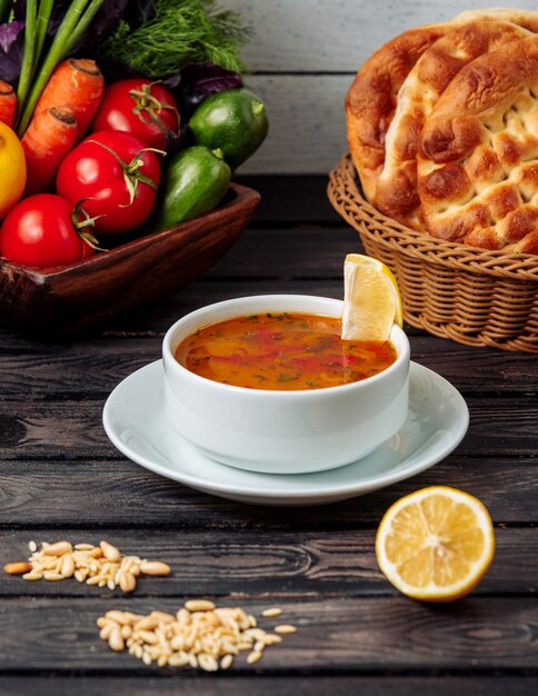 Vegetable soup on the table