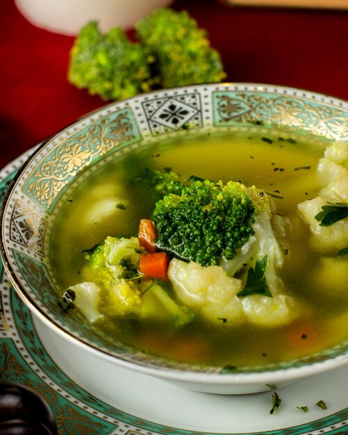 Vegetable soup with carrot broccoli and cauliflower