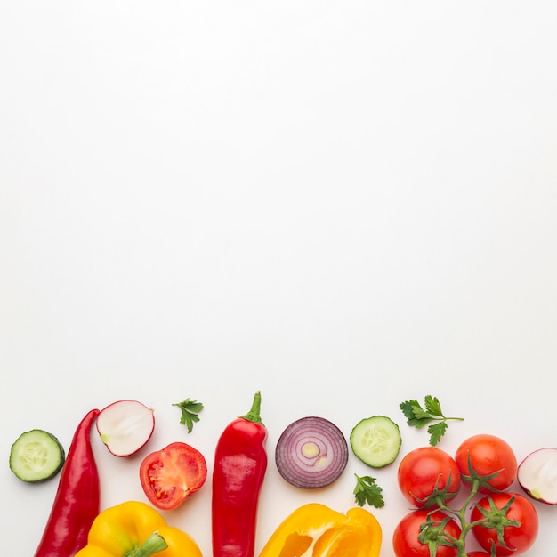 Vegetables arrangement above view