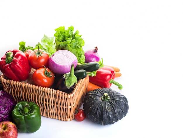 Vegetables on a basket