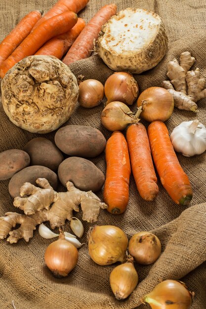 Vegetables on blanket