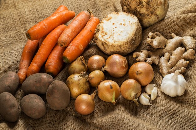 Vegetables on blanket