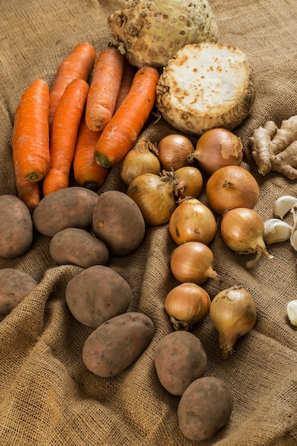 Vegetables on blanket