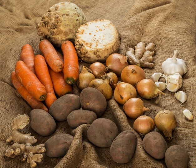 Vegetables on blanket