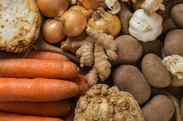 Vegetables on blanket