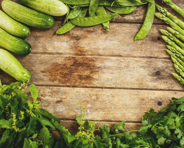 Vegetables on the board Space for text