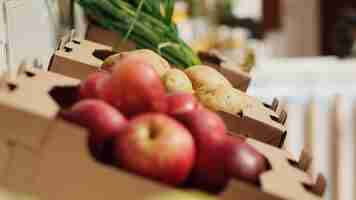 Free photo vegetables on eco farmers market shelves