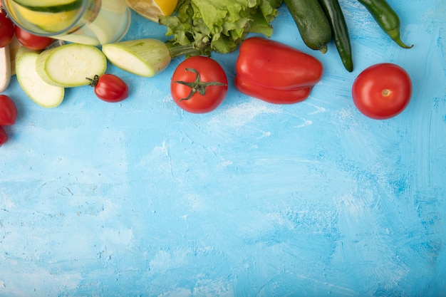 vegetables frame on blue