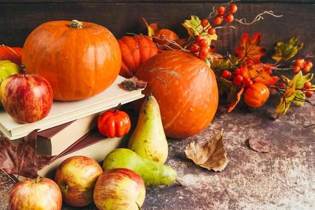 Vegetables and fruits on table