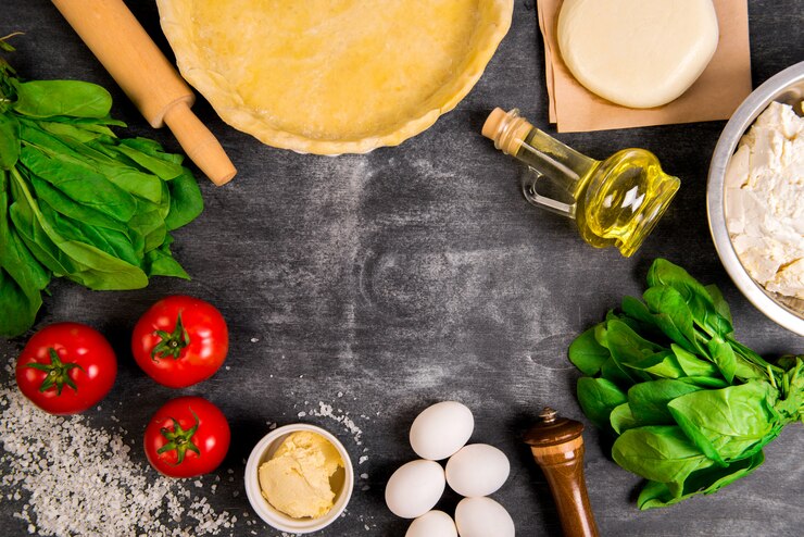 Free Photo vegetables over grey wooden surface