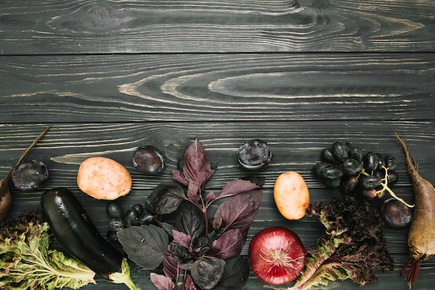 Vegetables lying in line