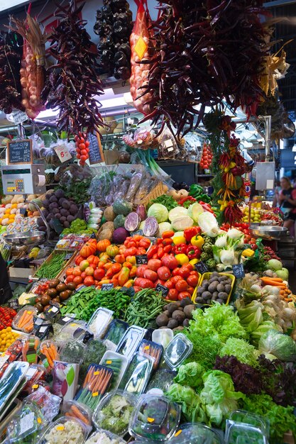 vegetables on  market counter