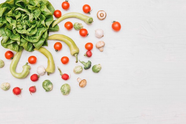 Vegetables near lettuce