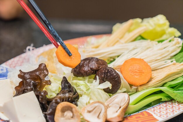 Vegetables set in restaurant