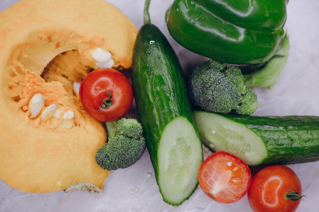 vegetables on the table