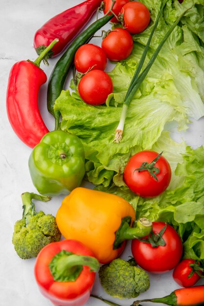 Vegetables on white surface