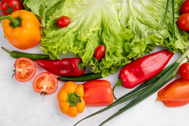 Vegetables on white surface