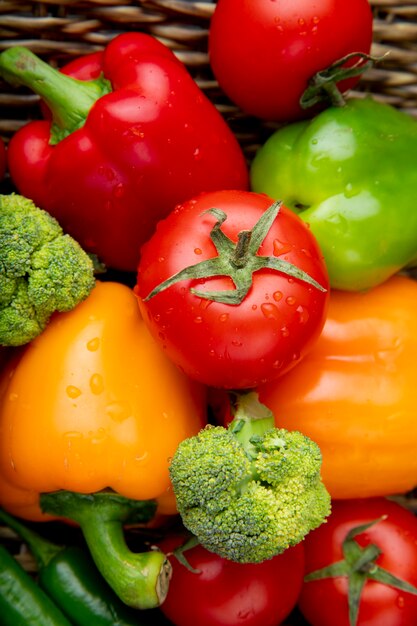 Vegetables on wicker basket